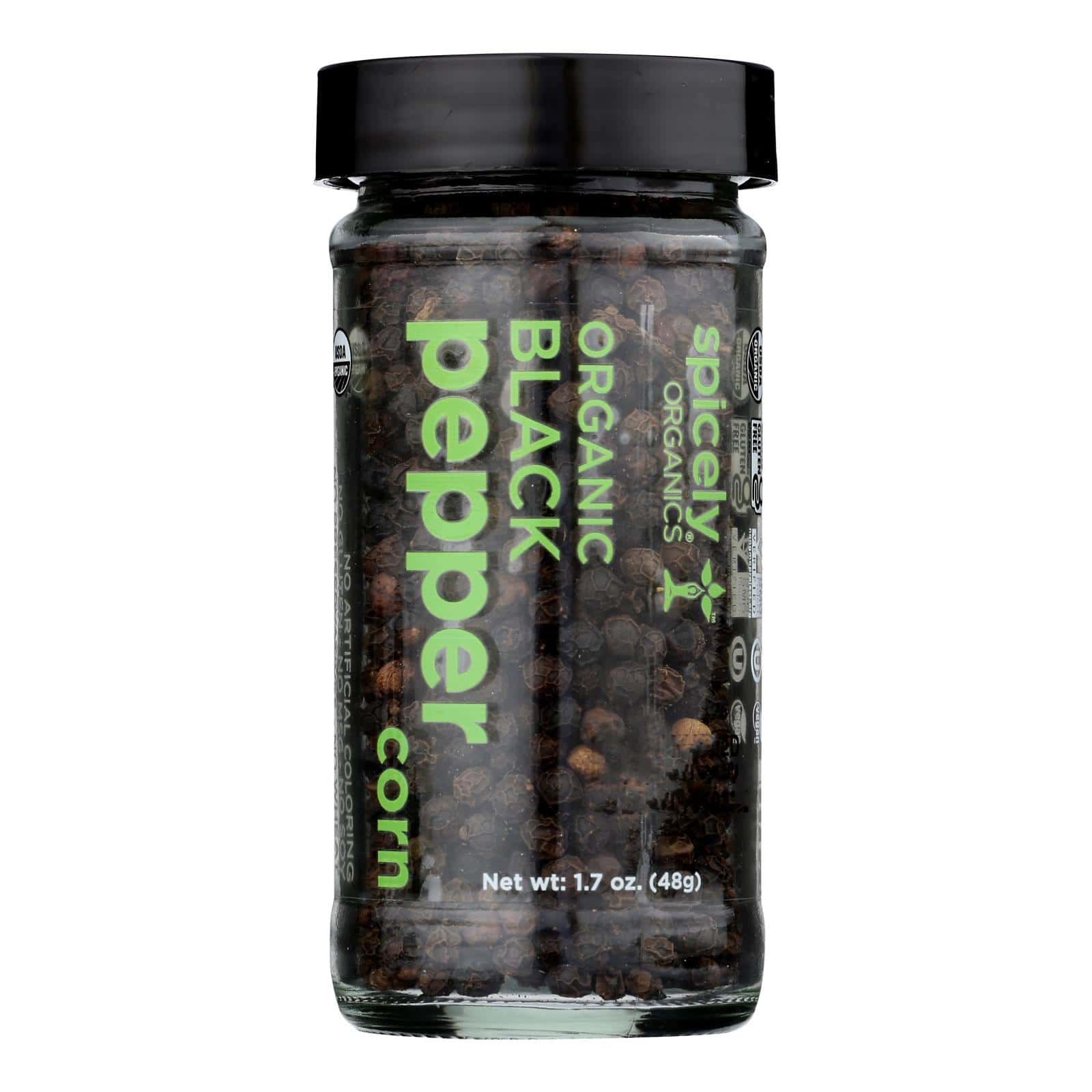 Spicely Organics - Organic Peppercorn - Black Whole - Case of 3 - 1.7 oz.