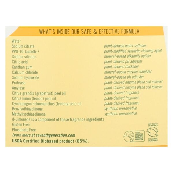 Seventh Generation Auto Dishwasher Gel - Lemon - Case of 6 - 70 oz. - Image 2