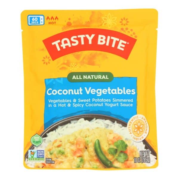 Tasty Bite Heat & Eat Indian Cuisine Entr?e - Hot & Spicy Coconut Vegetables - Case of 6 - 10 oz