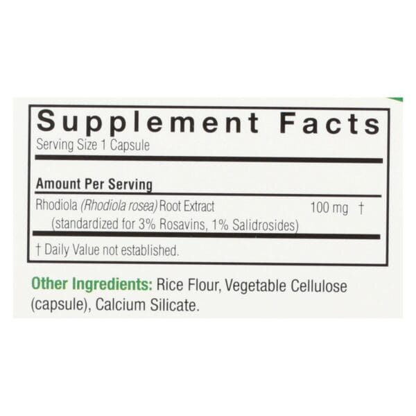 Nature's Answer - Rhodiola Root Extract - 60 Vegetarian Capsules - Image 3