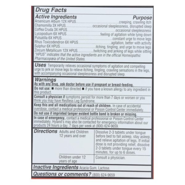 Hylands Homeopathic - Restful Legs Pm - 50 TAB