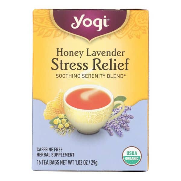 Yogi Stress ReliefHerbal Tea Caffeine Free Honey Lavender - 16 Tea Bags - Case of 6 - Image 2