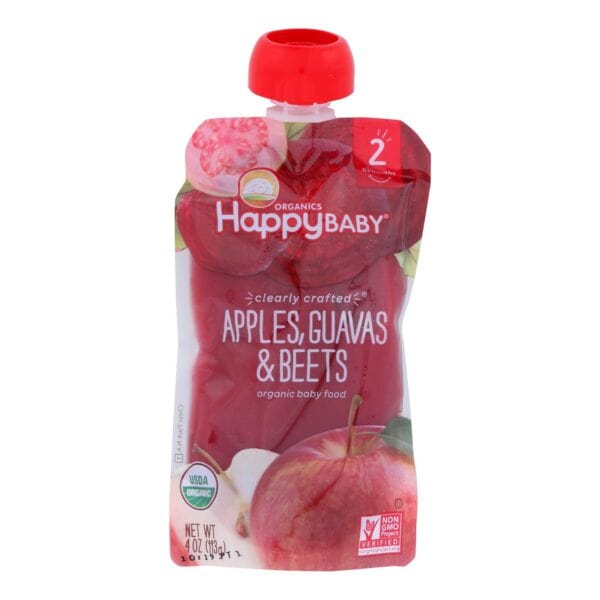 Happy Baby Happy Baby Clearly Crafted - Apples - Guavas and Beets - Case of 16 - 4 oz. - Image 3