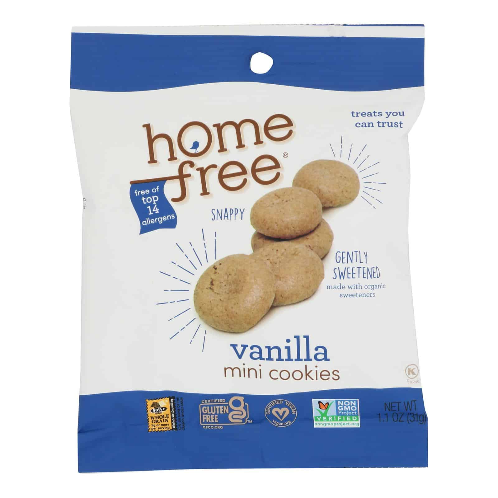 Homefree - Gluten Free Mini Cookies - Vanilla - Case of 10 - 1.1 oz.