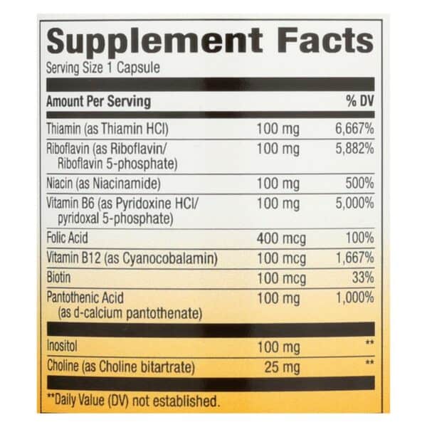 Nature's Way - Vitamin B-100 Complex - 60 Capsules - Image 3