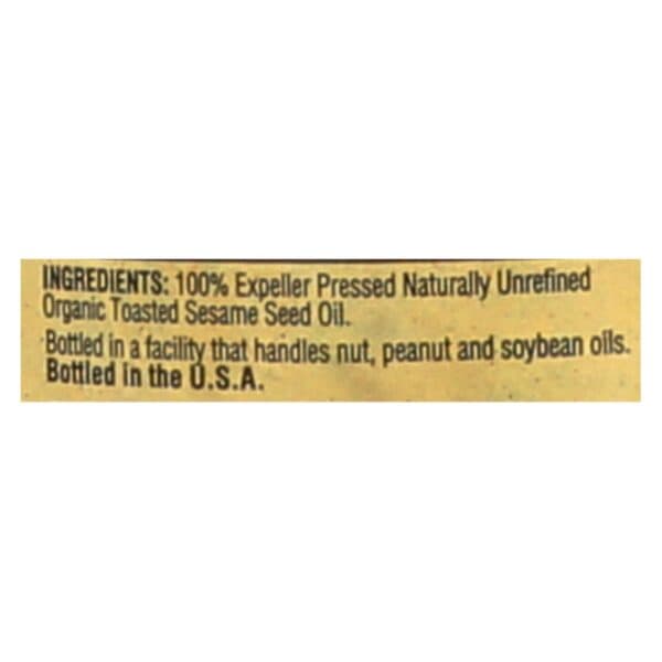 Napa Valley Naturals Organic Toasted Sesame Oil - Case of 12 - 12.7 Fl oz.
