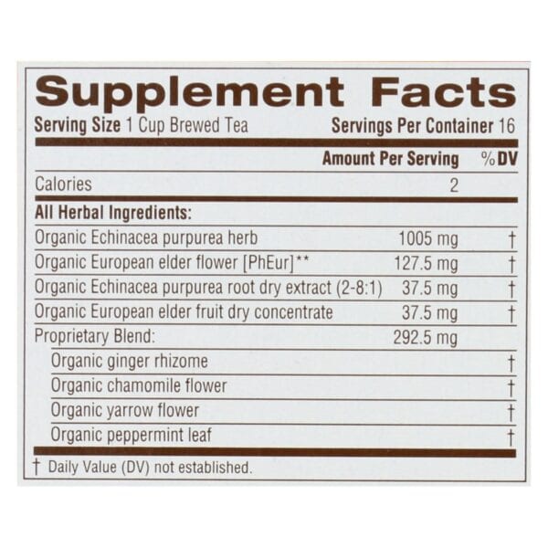 Traditional Medicinals Organic Echinacea Elder Tea -Caffeine Free - Case of 6 - 16 Bags - Image 2