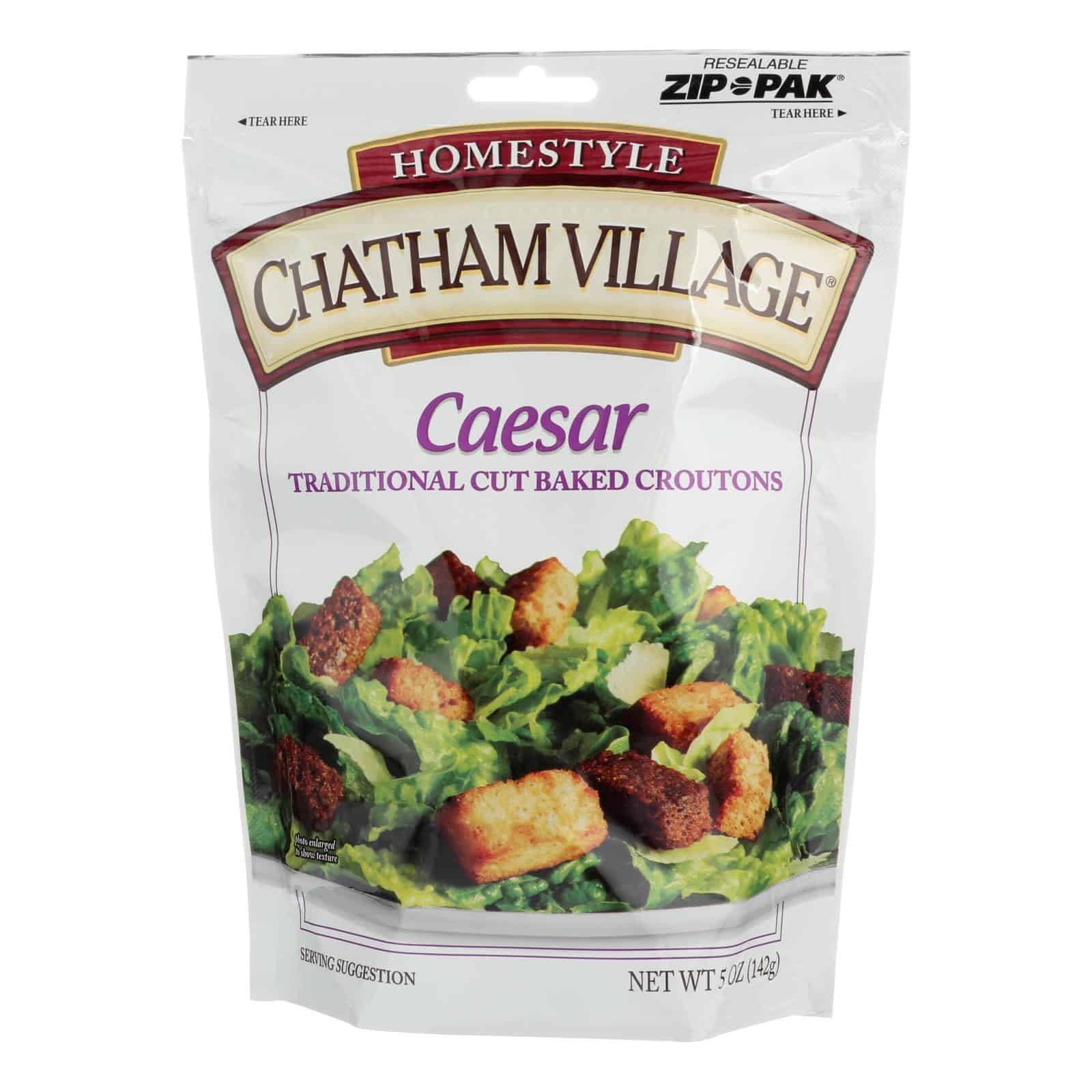 Chatham Village Traditional Cut Croutons - Caesar - Case of 12 - 5 oz. - Image 2