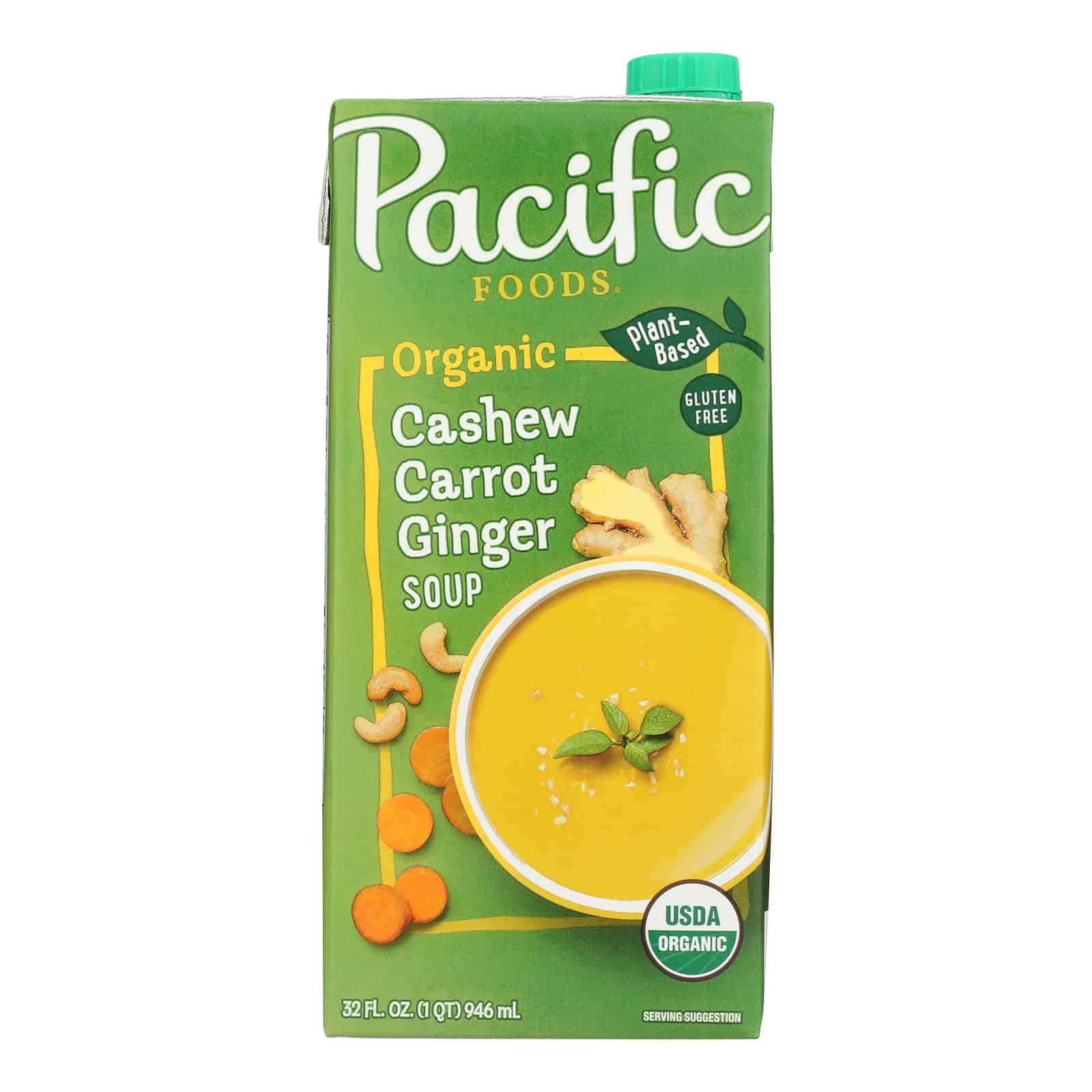 Pacific Natural Foods Carrot Ginger Soup - Organic Cashew - Case of 12 - 32 Fl oz.