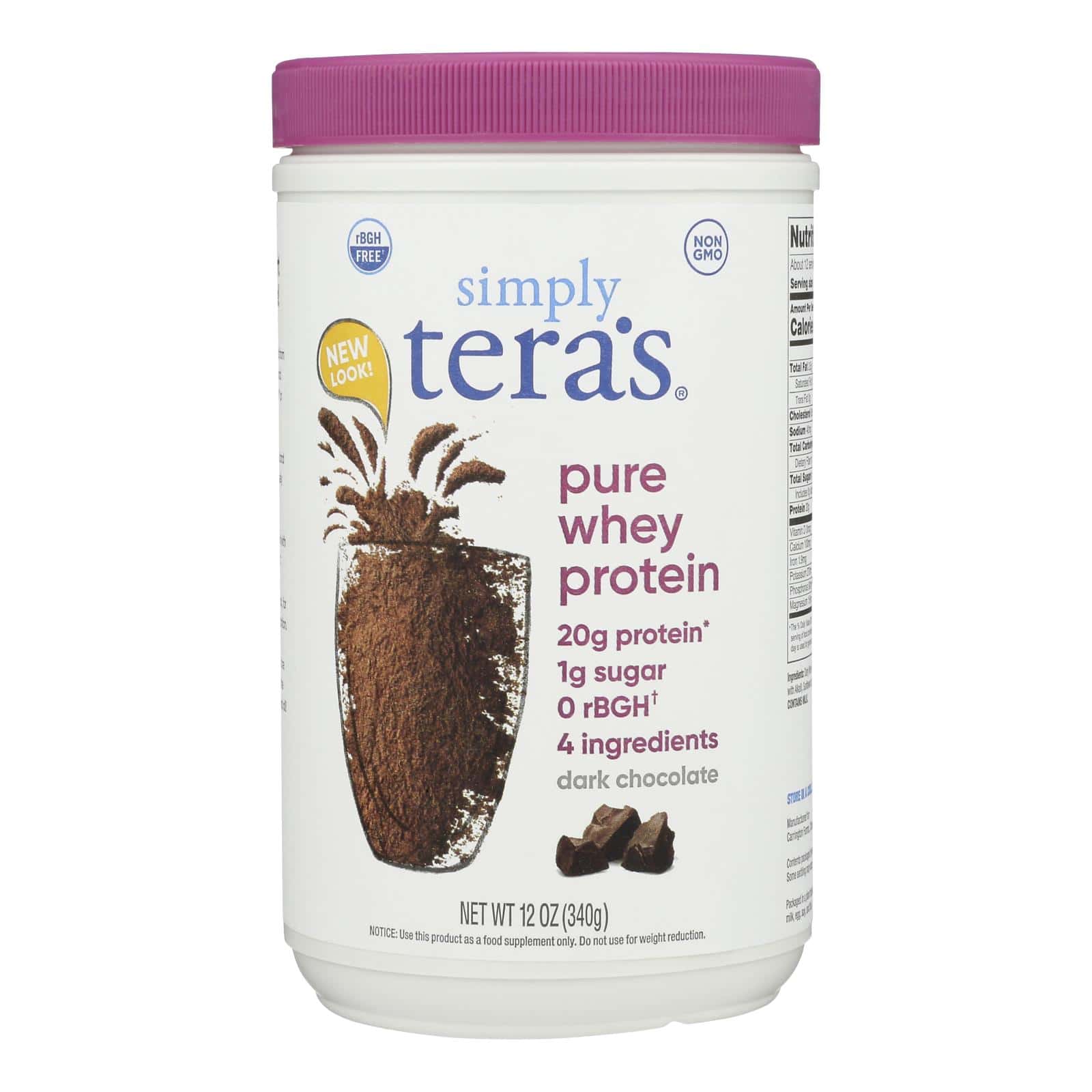 Tera's Whey Protein - rBGH Free - Fair Trade Dark Chocolate - 12 oz