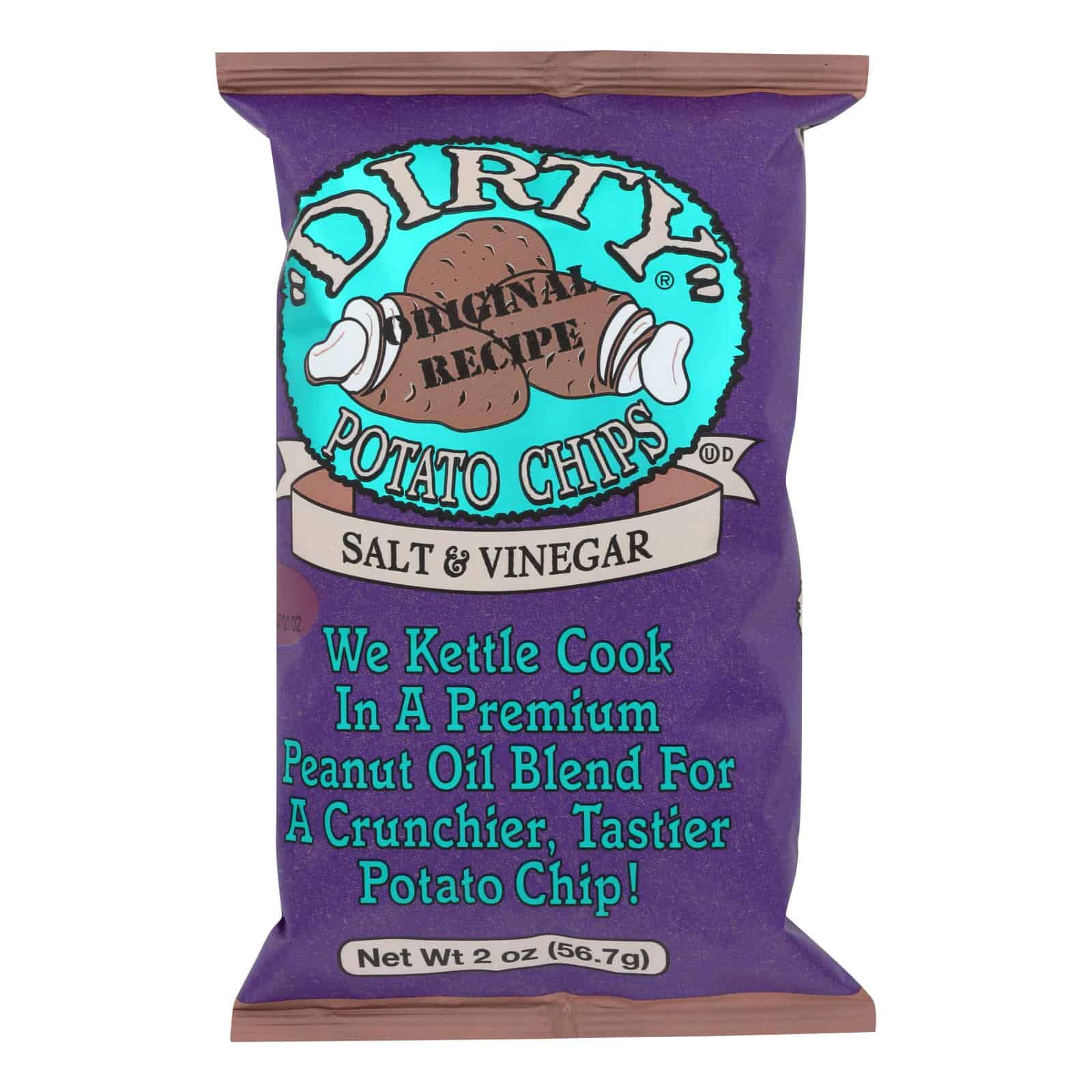 Dirty Chips - Potato Chips - Salt and Vinegar - Case of 25 - 2 oz.