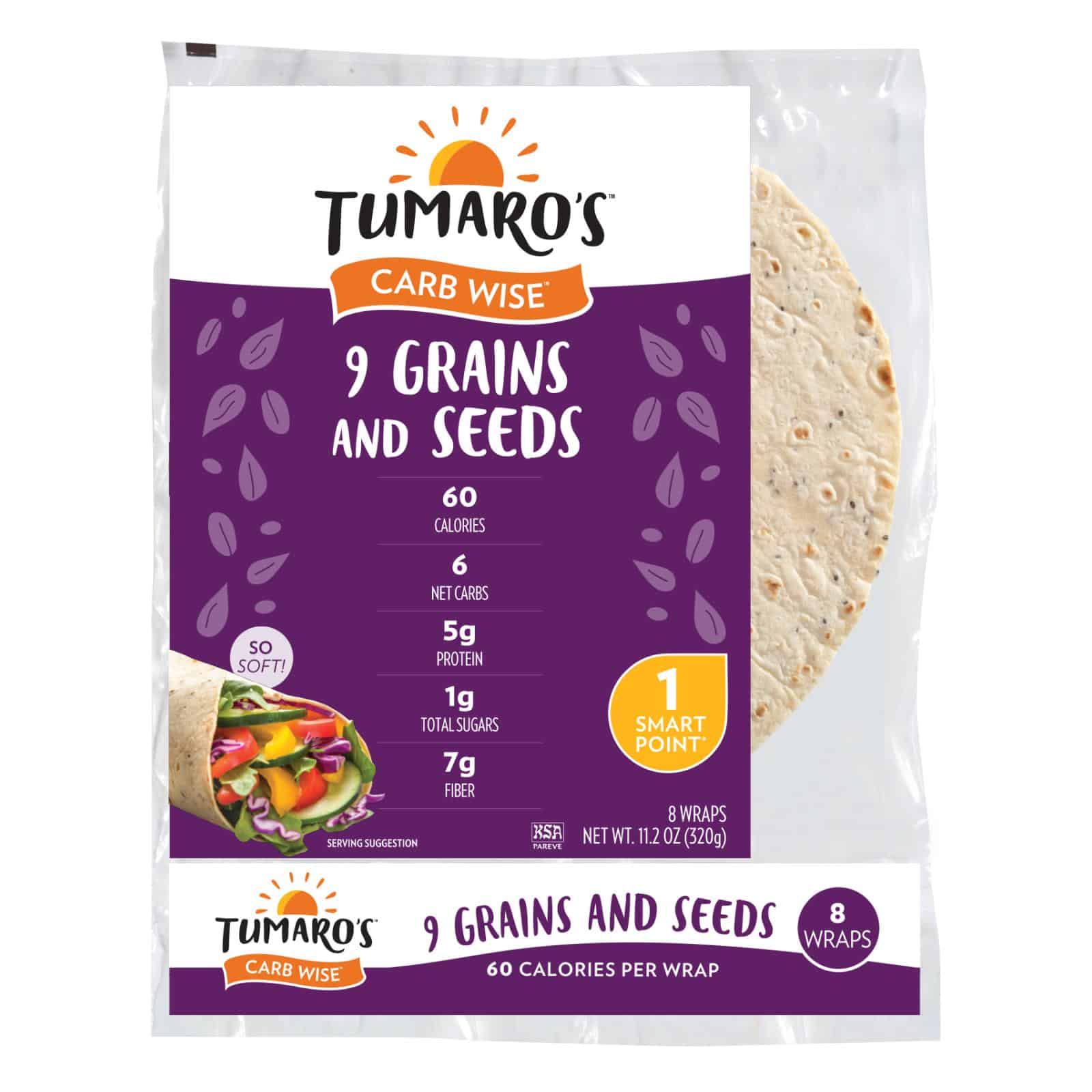 Tumaro'S 8-inch 9 Grains and Seeds Carb Wise Wraps - Case of 6 - 8 CT - Image 2