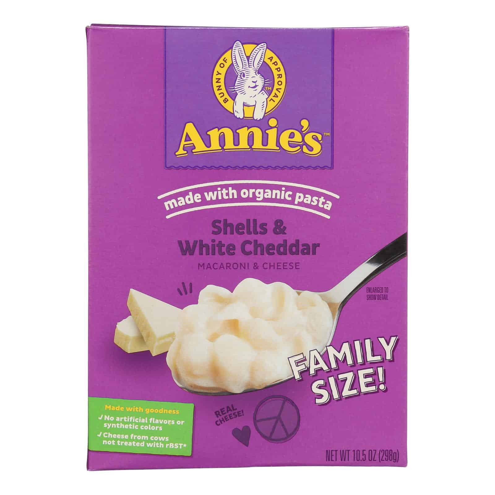 Annie's Homegrown Family Size Shells and White Cheddar Mac and Cheese - Case of 6 - 10.5 oz. - Image 2