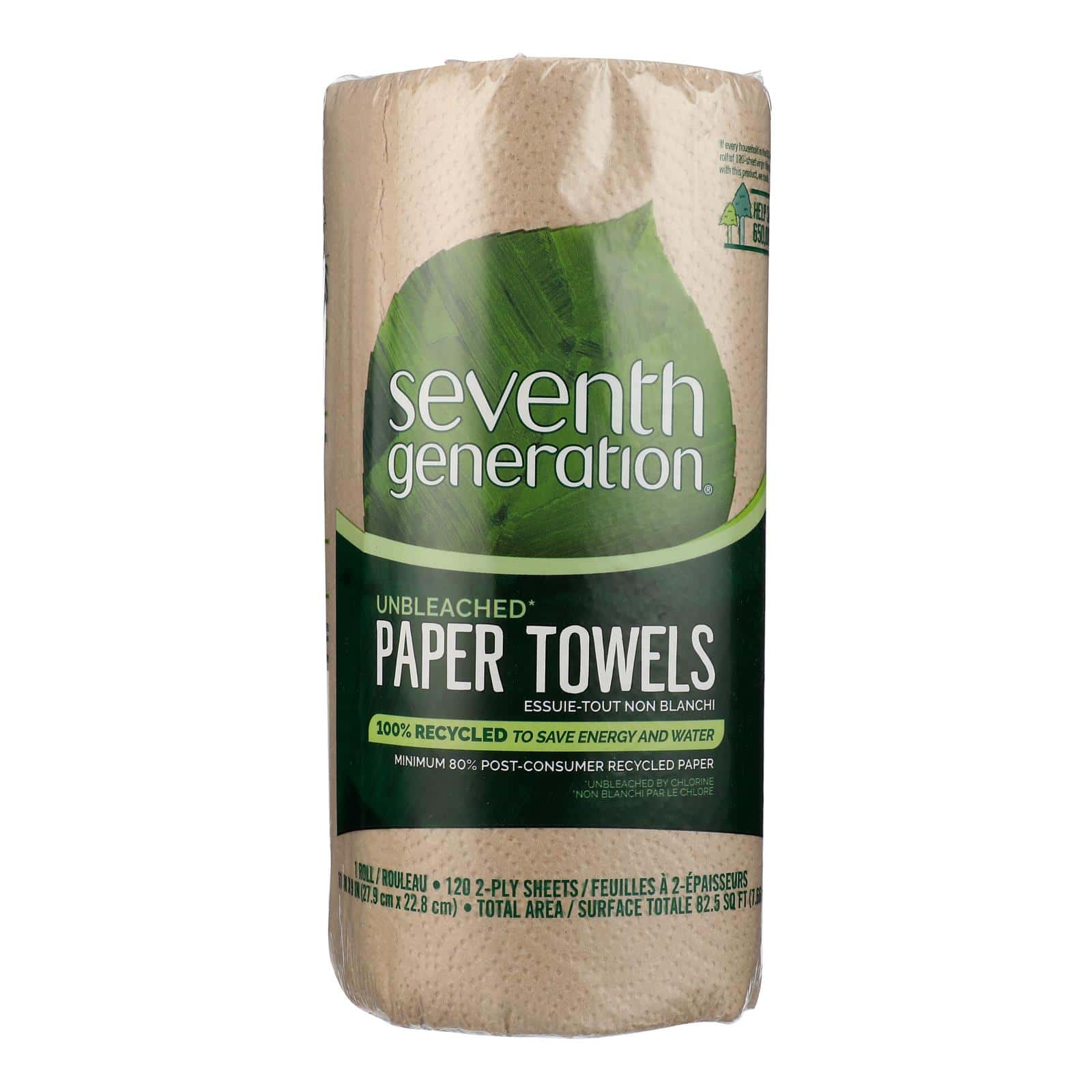 Seventh Generation Recycled Paper Towels - Unbleached - Case of 30 - 120 Count