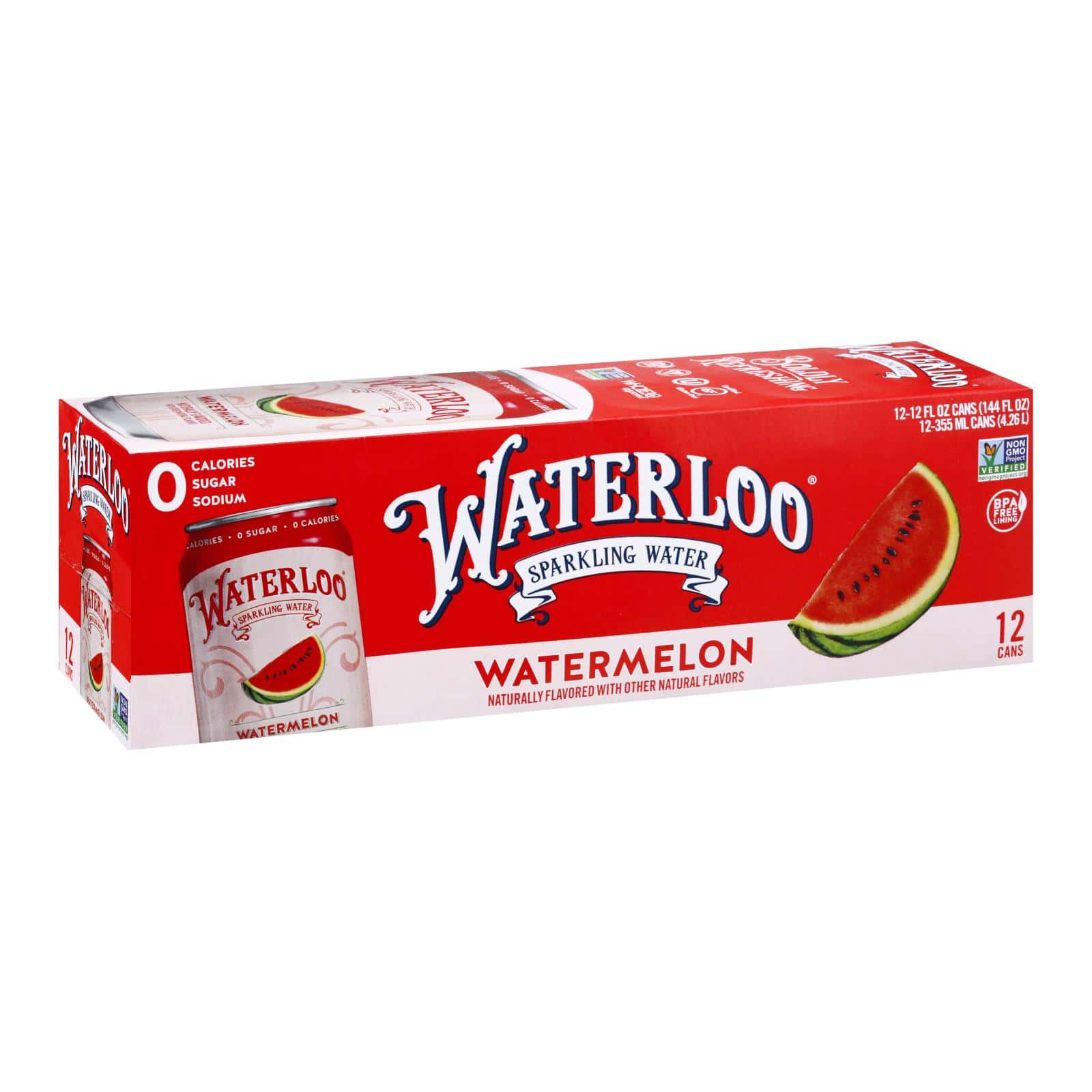 Waterloo's Watermelon Sparkling Water - Case of 2 - 12/12 FZ - Image 2