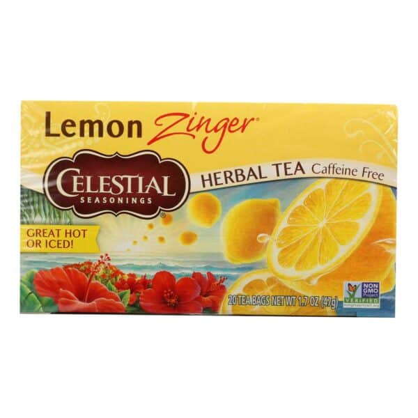 Celestial Seasonings Herbal Tea Caffeine Free Lemon Zinger - 20 Tea Bags - Case of 6 - Image 2