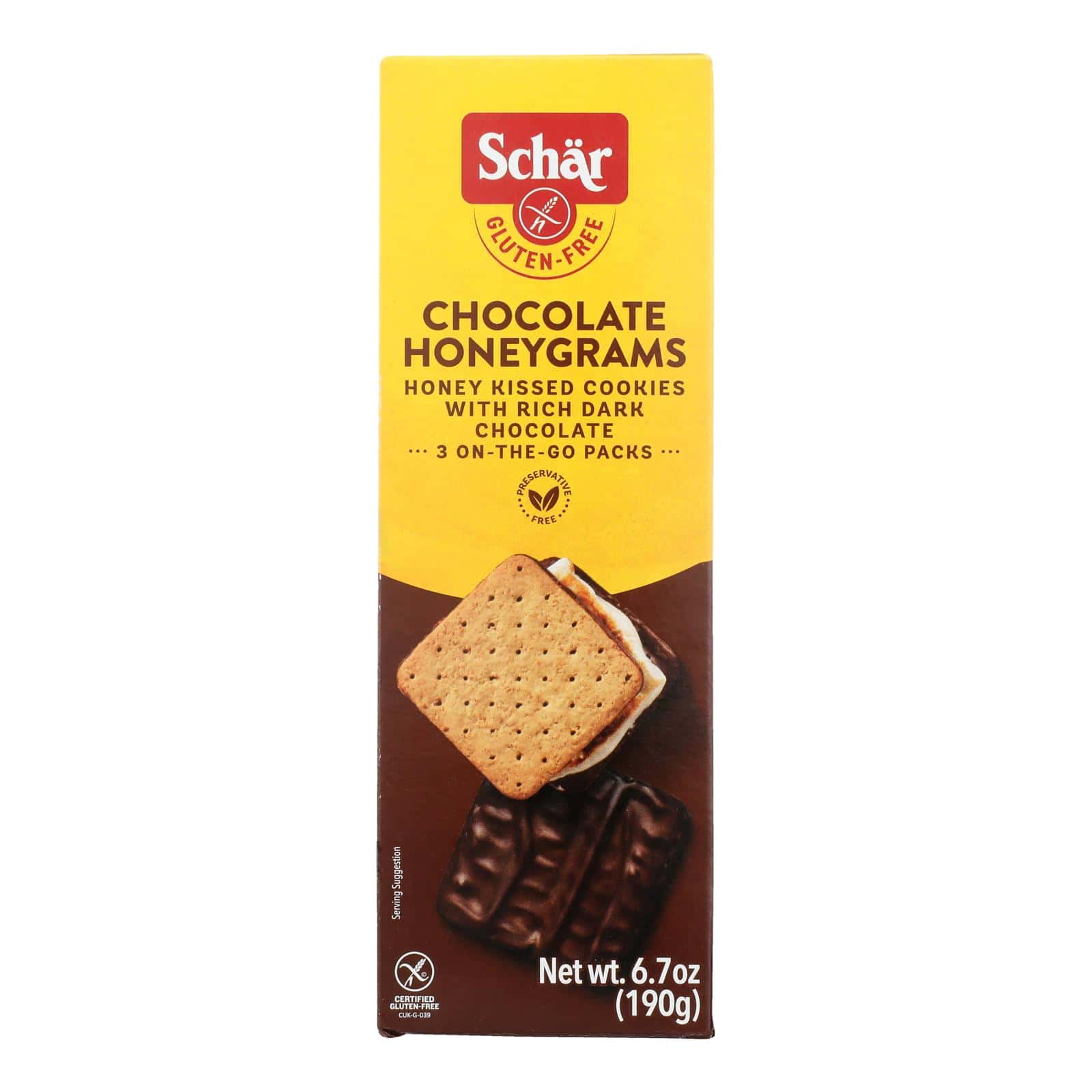 Sch?r Gluten Free Chocolate Honeygrams - Case of 6 - 6.7 OZ