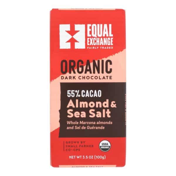 Equal Exchange - Bar Dark Chocolate Almond Sea Salt - Case of 10 - 3.5 OZ - Image 3