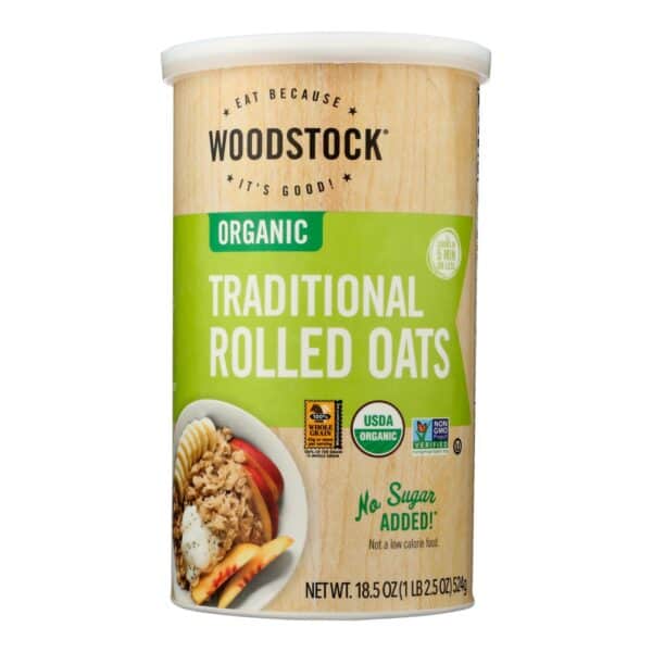 Woodstock Organic Traditional Rolled Oats - Case of 12 - 18.5 OZ - Image 3