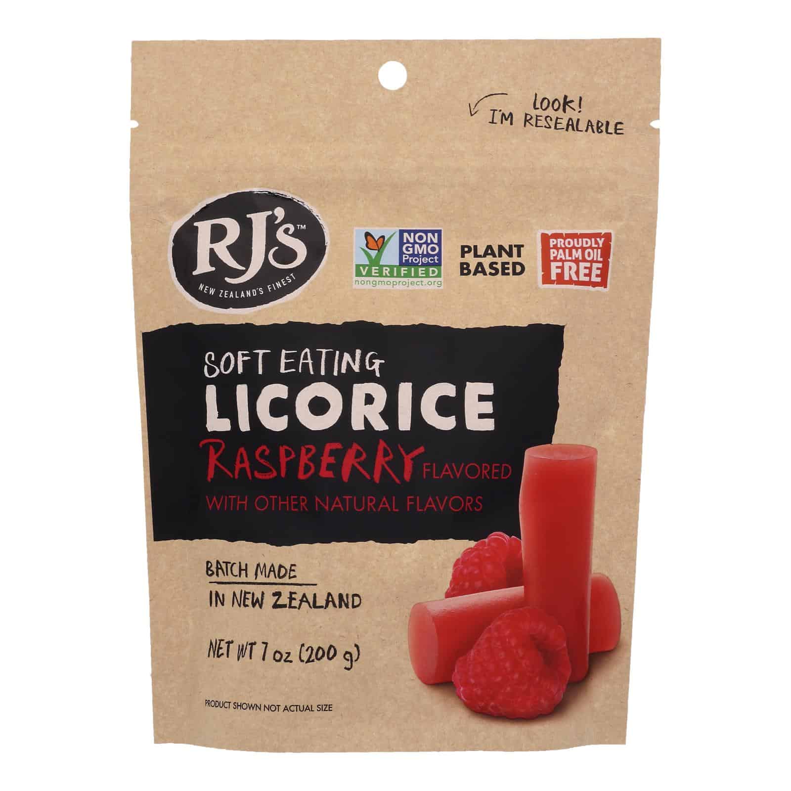 Rj's Licorice Soft Eating Licorice - Raspberry - Case of 8 - 7.05 oz