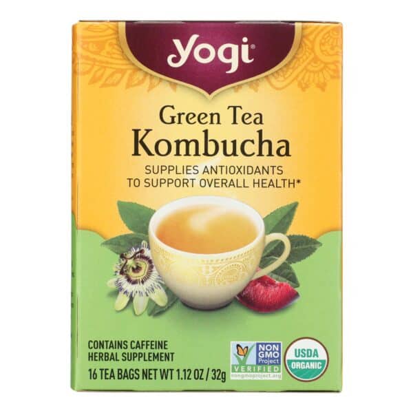 Yogi Herbal Green Tea Kombucha - 16 Tea Bags - Case of 6 - Image 2