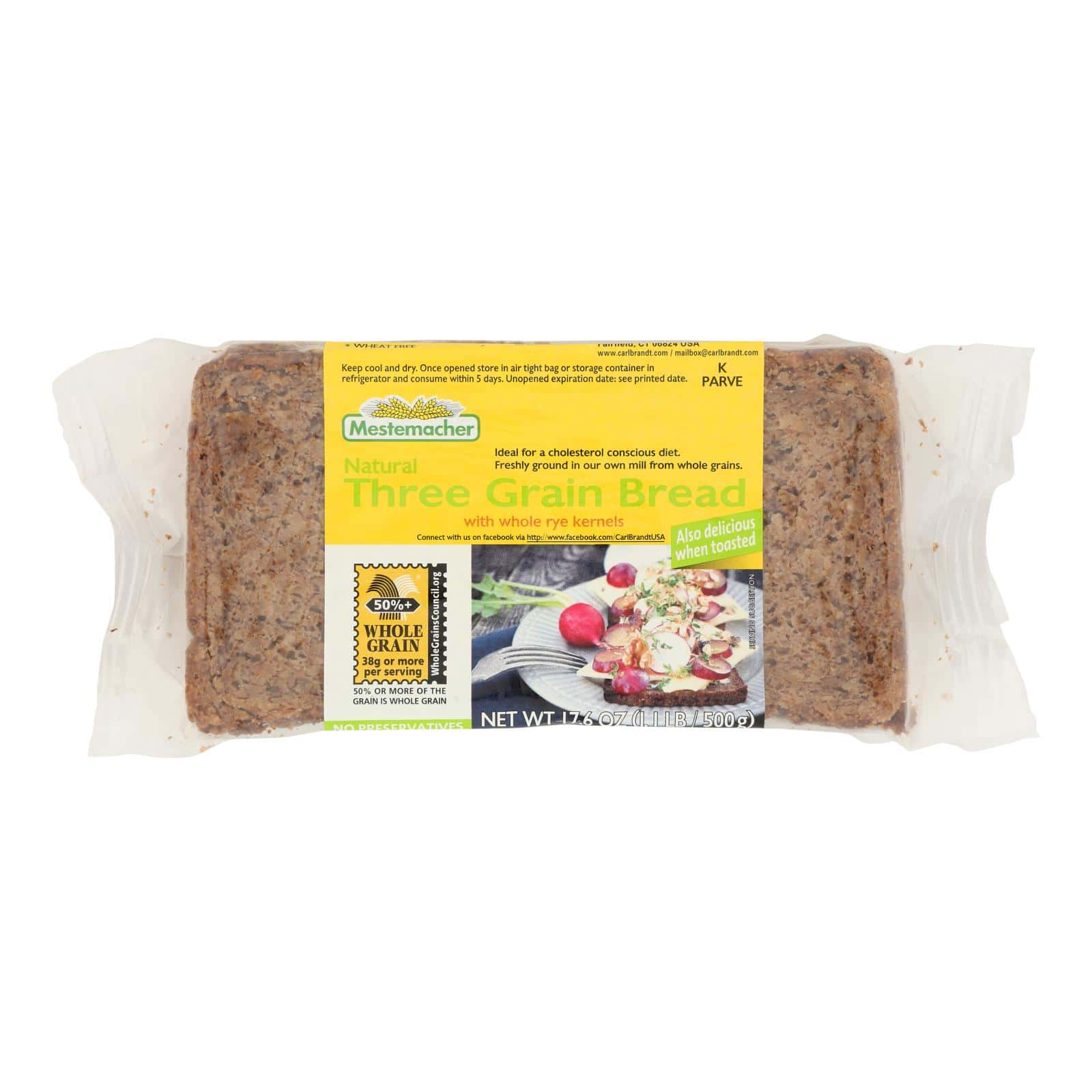 Mestemacher Bread Bread - Three Grain - 17.6 oz - case of 12 - Image 2