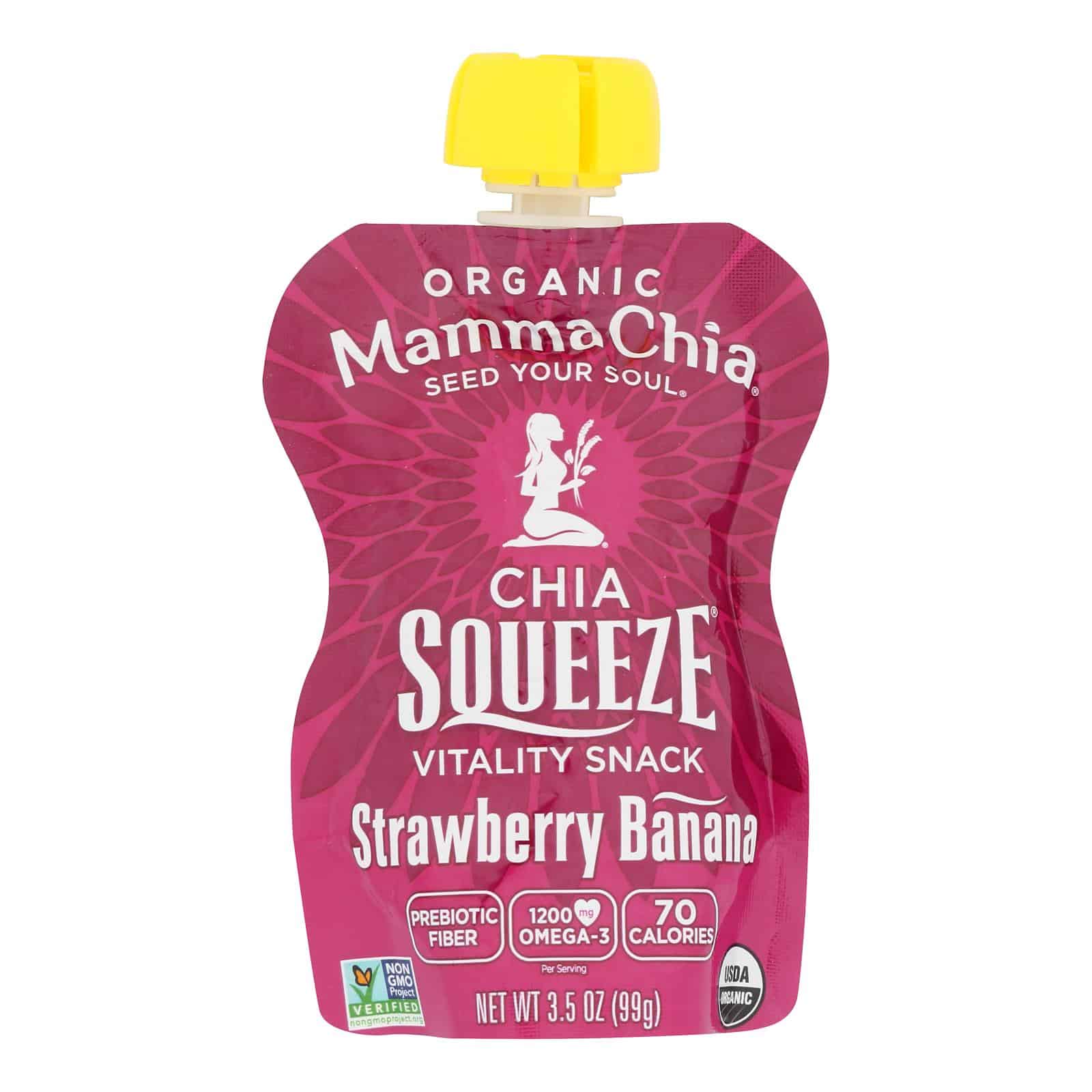 Mamma Chia Squeeze Vitality Snack - Strawberry Banana - Case of 16 - 3.5 oz. - Image 2
