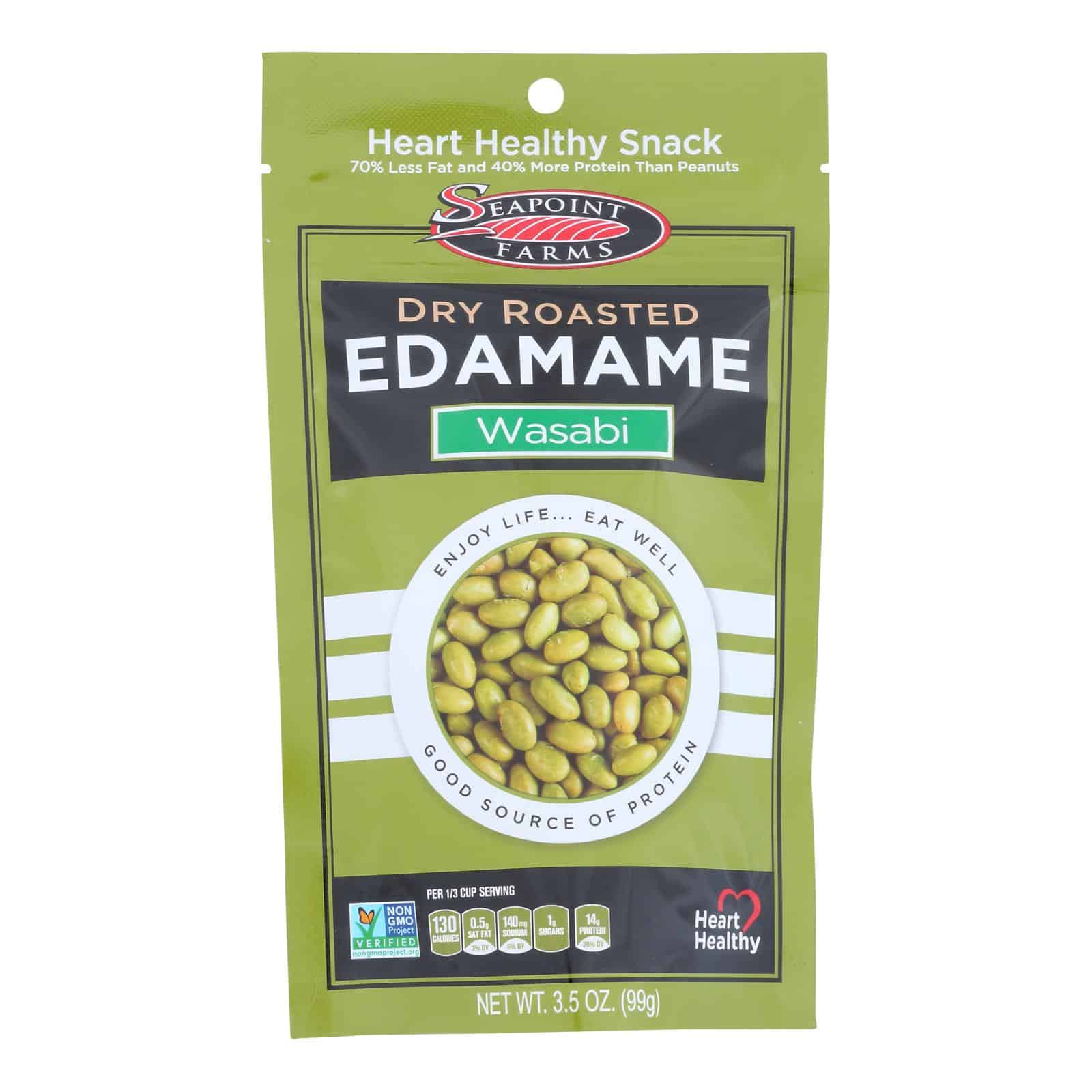 Seapoint Farms Dry Roasted Edamame - Spicy Wasabi - Case of 12 - 3.5 oz. - Image 3