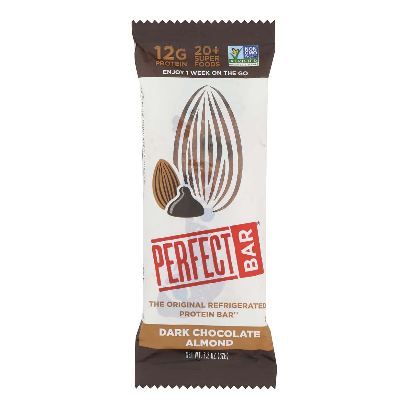Perfect Bar Dark Chocolate Almond - Case of 8 - 2.2 OZ