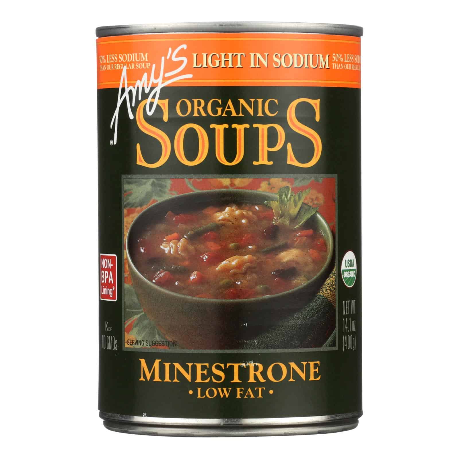 Amy's - Organic Low Sodium Minestrone Soup - Case of 12 - 14.1 oz - Image 3