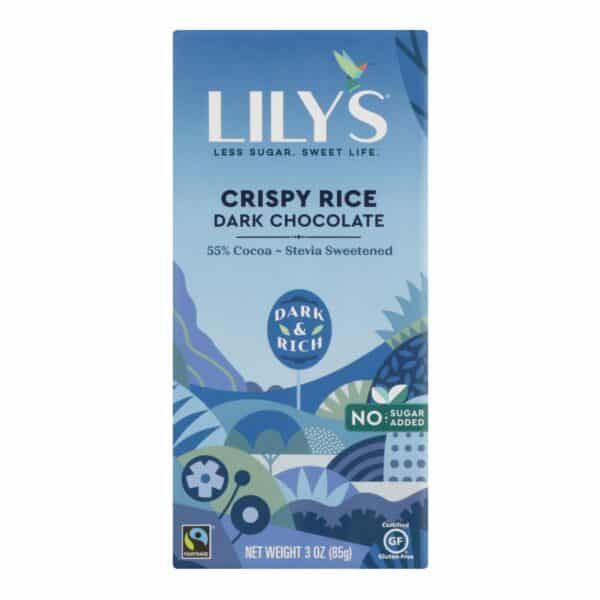 Lily's Sweets Chocolate Bar - Dark Chocolate - 55 Percent Cocoa - Crispy Rice - 3 oz Bars - Case of 12 - Image 3