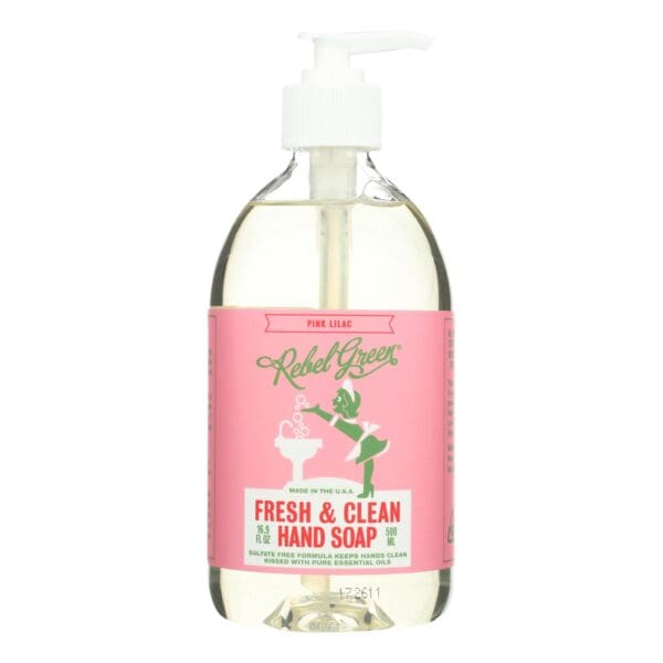 Rebel Green - Fresh and Clean Liquid Hand Soap - Pink Lilac - Case of 4 - 16.9 fl oz.