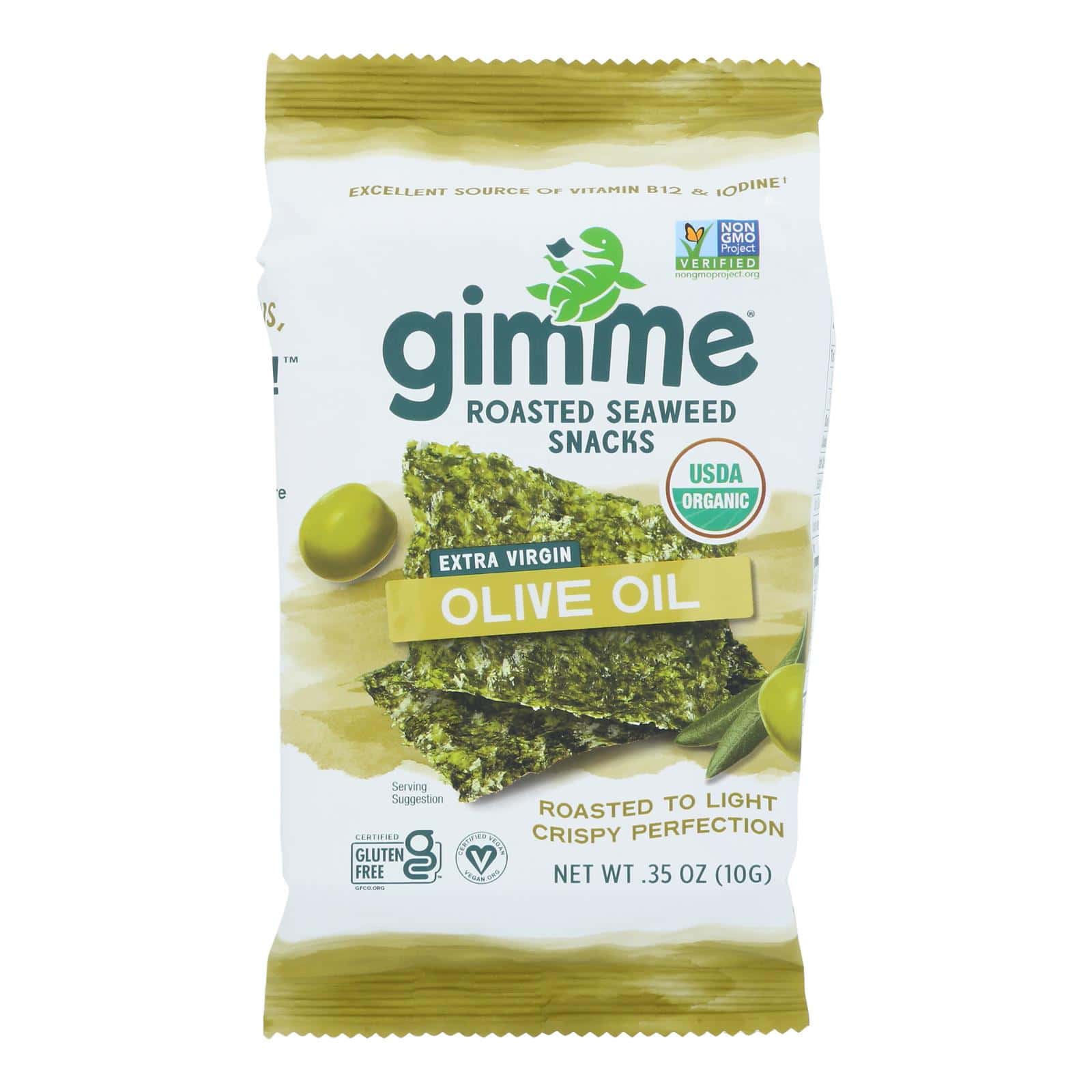 Gimme Seaweed Snacks Seaweed Snack - Organic - Extra Virgin Olive Oil - Case of 12 - .35 oz - Image 3